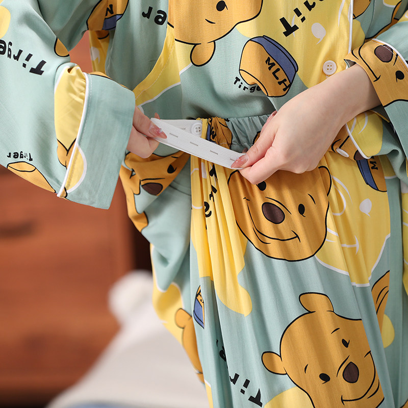 새로운 감금 옷 여름 대형 200 파운드 678개월 얇은 면 실크 산후 간호 잠옷 요양원 옷