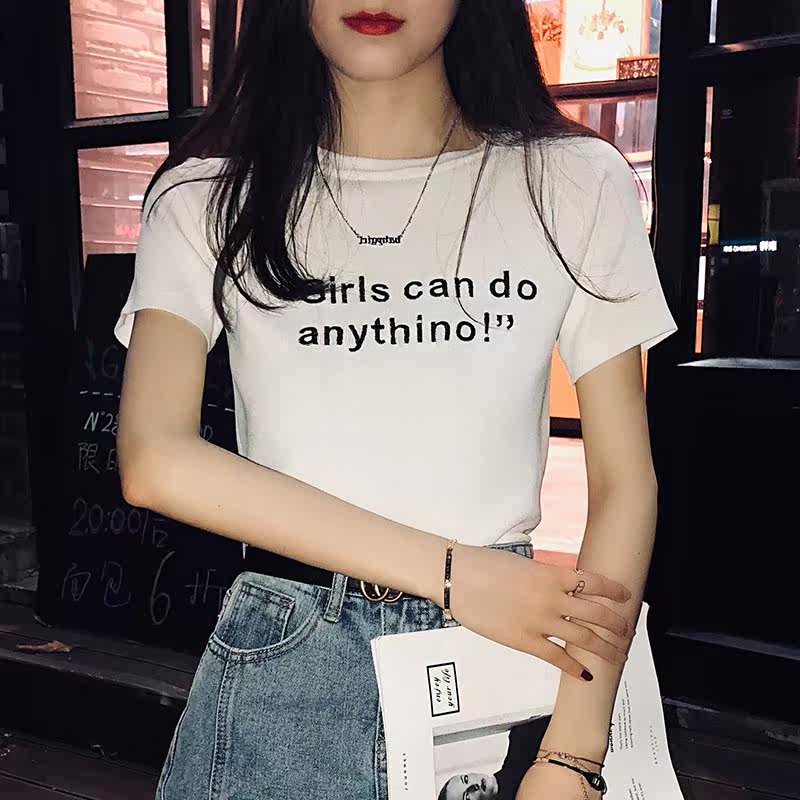 潮牌修身显瘦印花短袖T恤女2019夏季新款韩版时尚百搭紧身上衣女|ruв категории Женская одежда, футболка - от Buy2taobao.com для оказания профессиональной услуги покупки агента Taobao