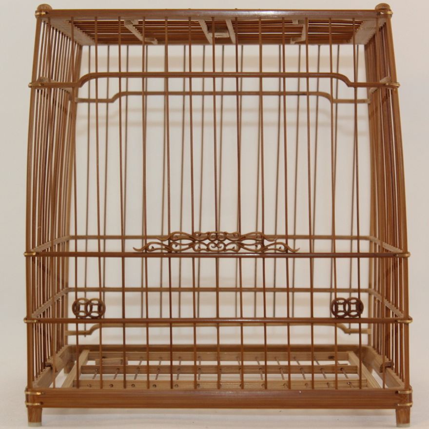 南京绣眼鸟笼 小镶顶全留青香草门花扎金线绣眼鸟笼 板笼亮笼