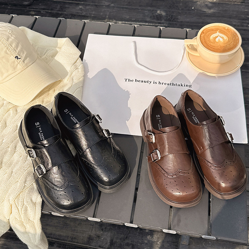 韩版时尚黑色复古系带小皮鞋女2026春季新款百搭超火圆头平底单鞋,女鞋,乐福鞋（豆豆鞋）,淘宝优惠券,粉丝福利购,淘宝优惠卷