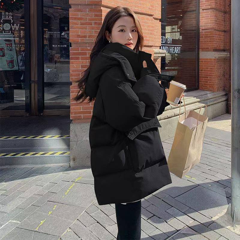 羽绒棉服女2025年冬季新款宽松小个子短款连帽加厚面包服棉衣外套