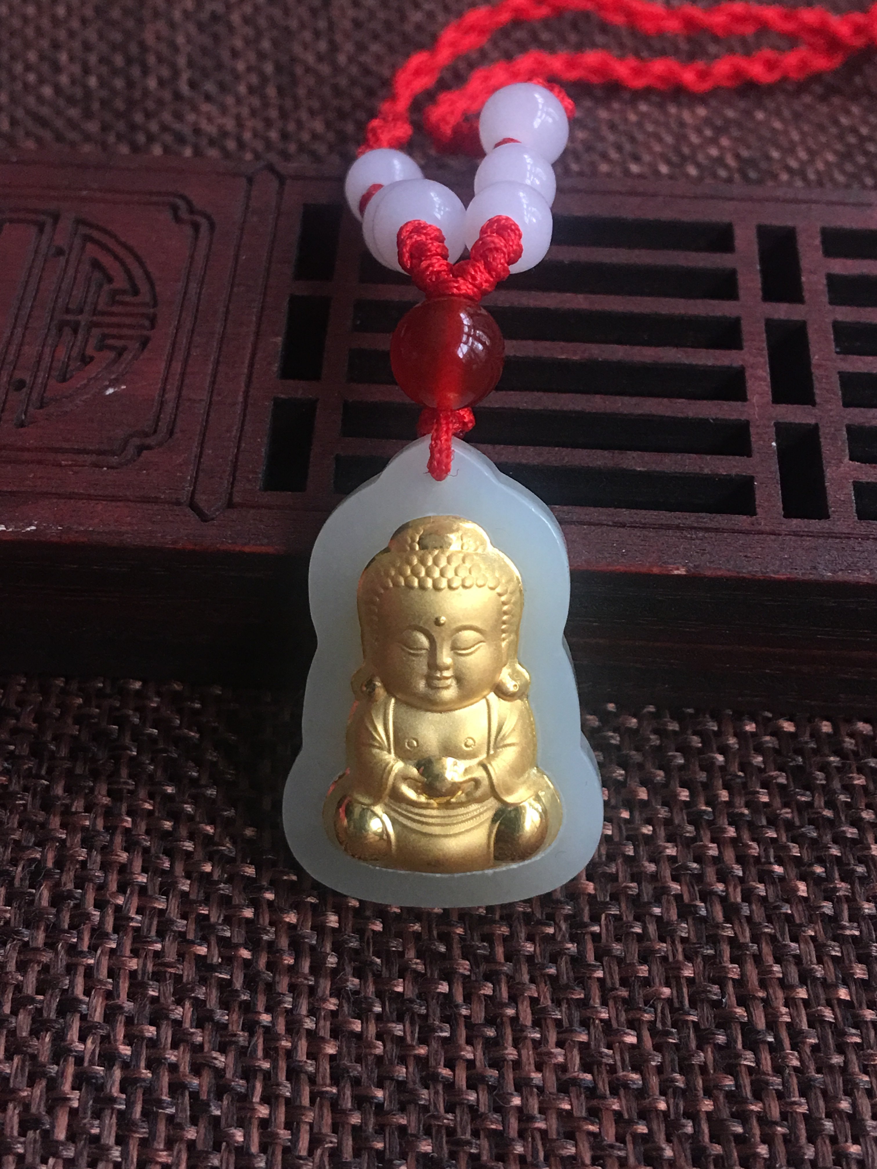 天然和田玉宝宝佛吊坠金镶玉玉佛挂件足金玉石玉佩正品项链坠子