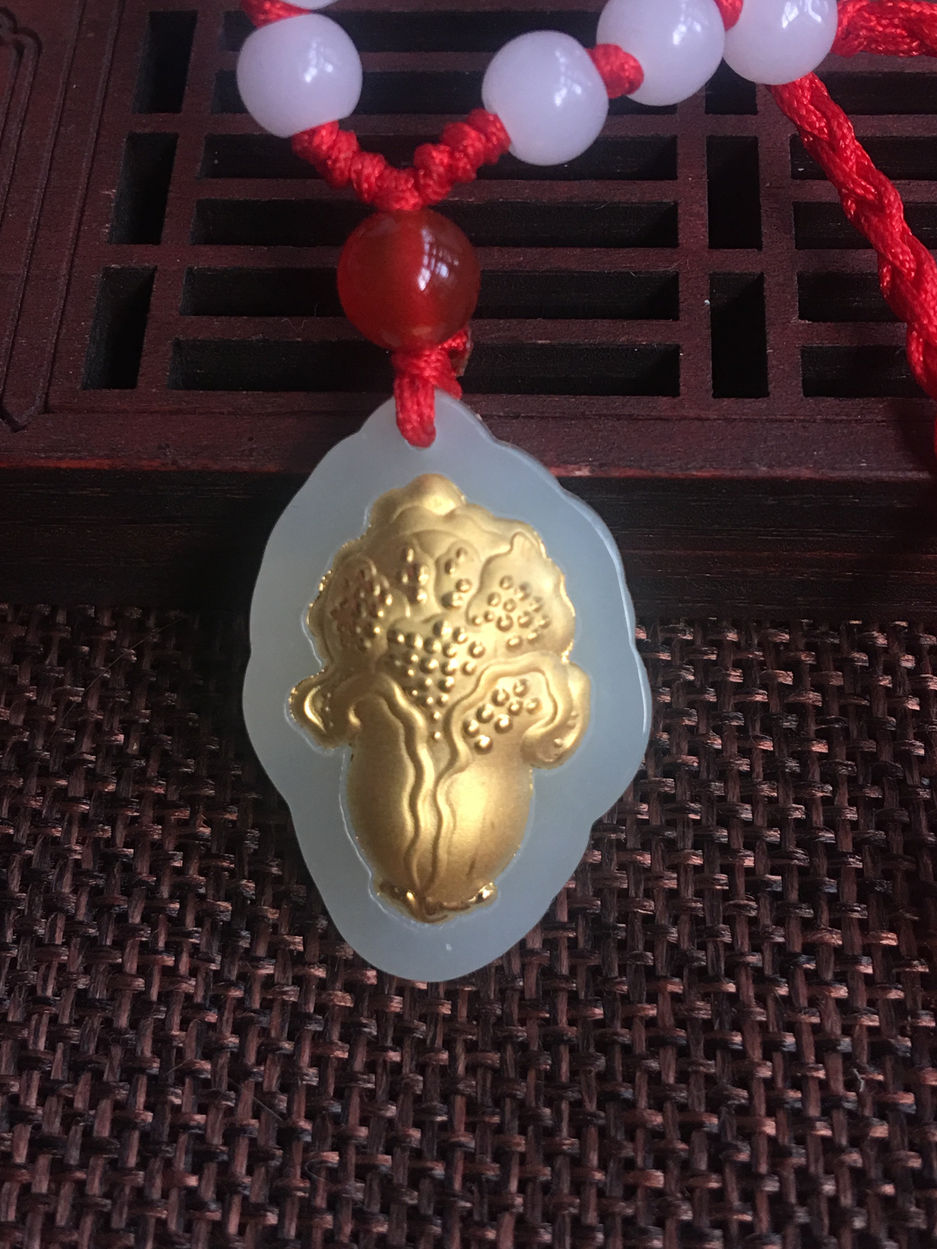 天然和田玉白菜吊坠金镶玉挂件黄金玉石玉佩男女款坠子项链