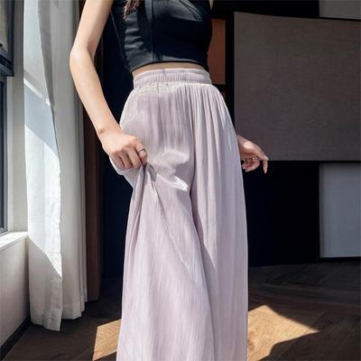 琉璃夏季腿裤裙女纱冰丝阔新款今年流行裤梧桐的紫色流光纱裙裤子
