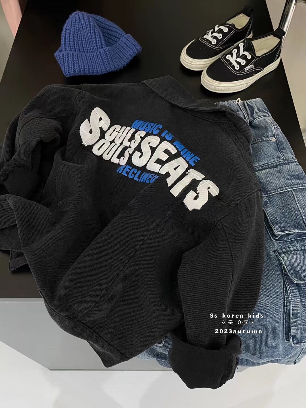 보라 한국 아동복 남아 데님 재킷 2024 신상 유행 아동 가을 재킷 미남