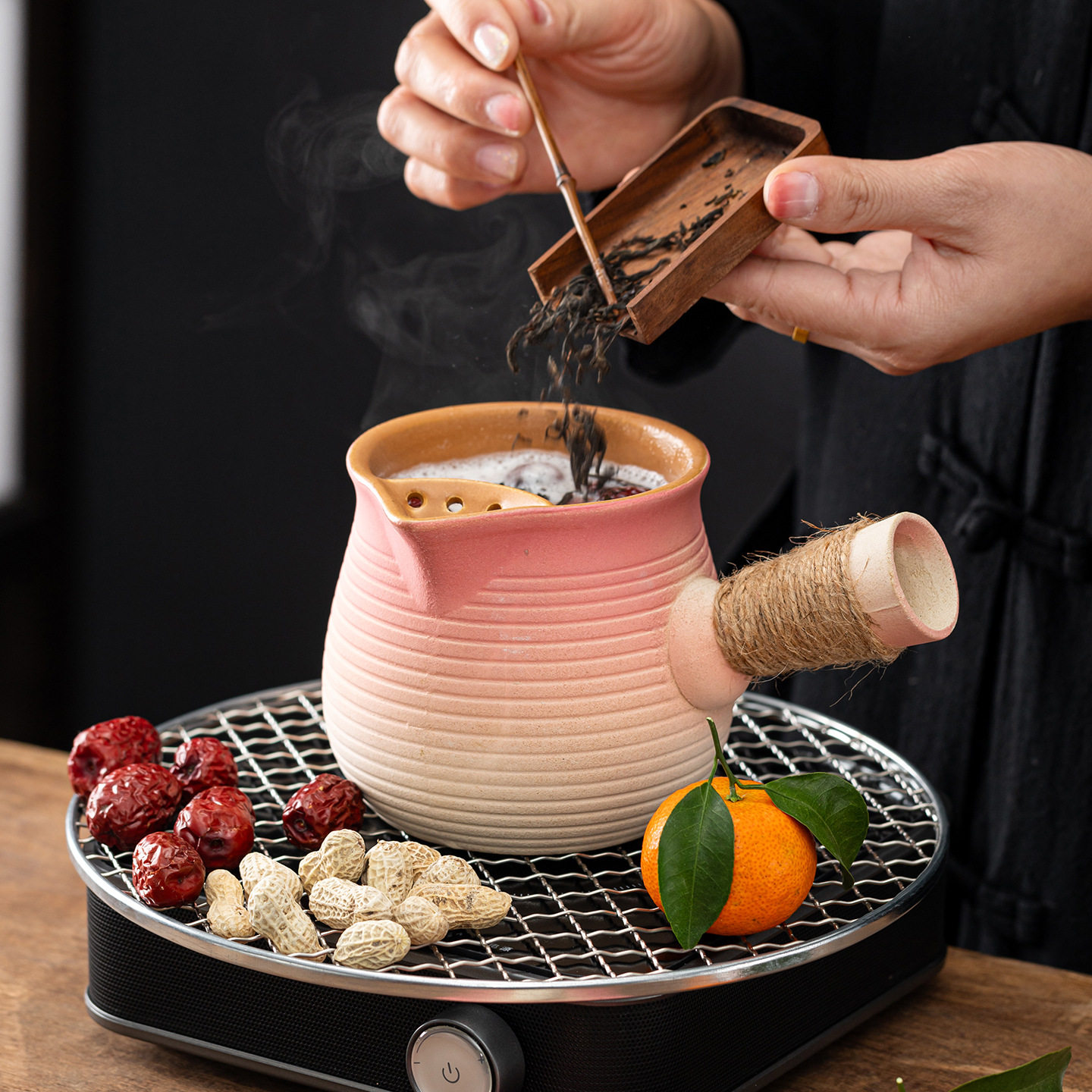 围炉煮茶烤奶壶罐罐壶室内可干烧茶壶套装家用煮茶器陶壶侧把茶壶