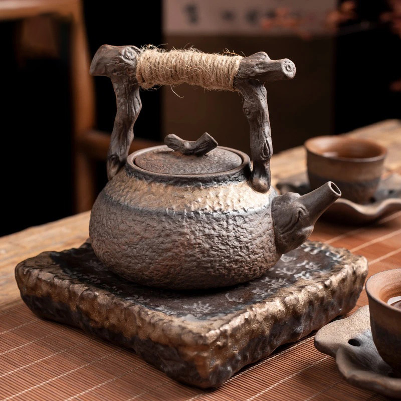 麻绳手把枯木提梁壶 日式鎏金铁釉粗陶茶壶小号单壶家用泡茶器,餐饮具,茶壶,淘宝优惠券,粉丝福利购,淘宝优惠卷