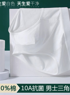 青年潮男纯白色三角裤全棉抑菌内裤大码性感男生薄款透气纯棉裤衩