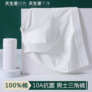 青年潮男纯白色三角裤全棉抑菌内裤大码性感男生薄款透气纯棉裤衩