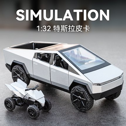 特斯拉皮卡露营房车模型仿真合金赛博皮卡越野车摆件男孩玩具小车