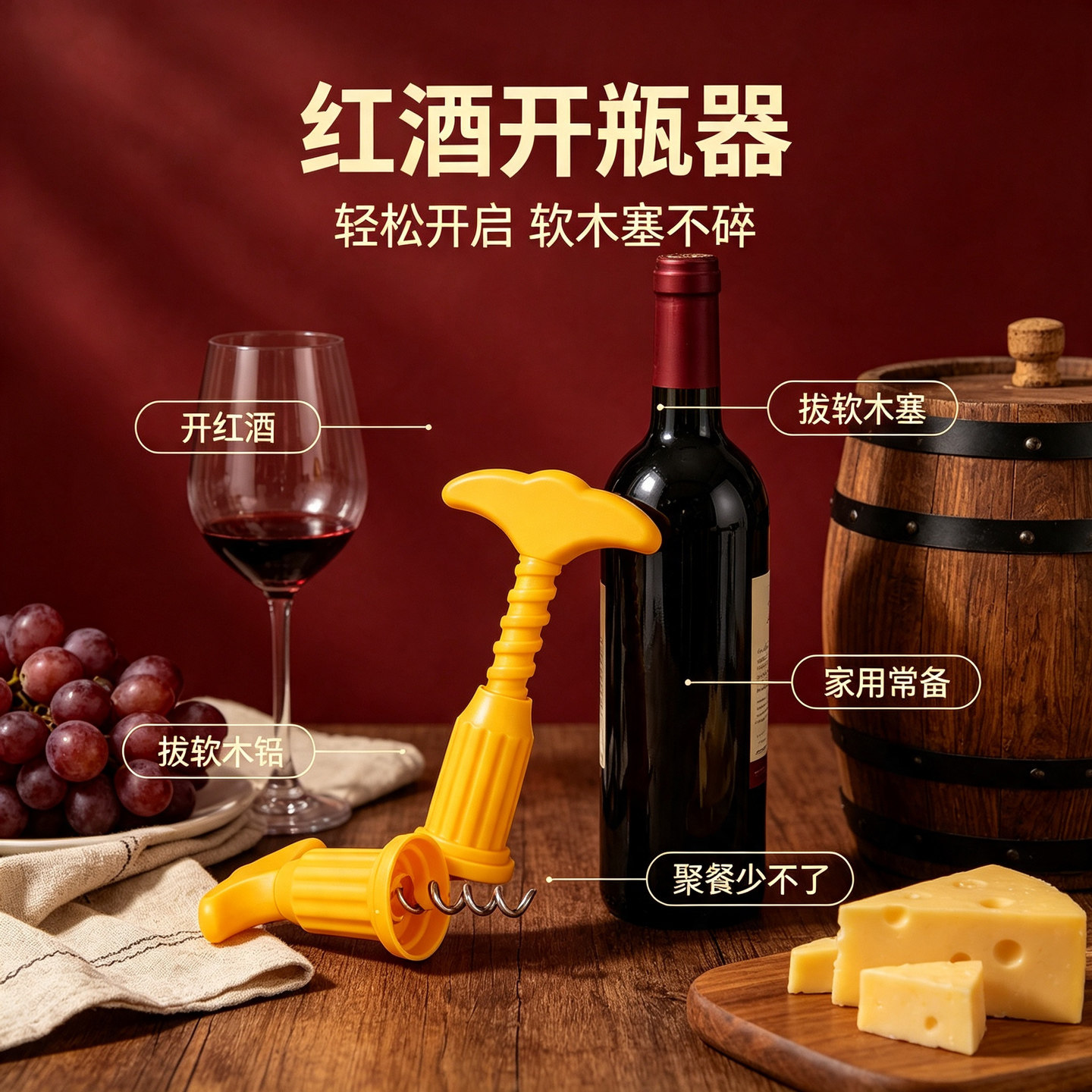 红酒开瓶器塑料起子能拔塞