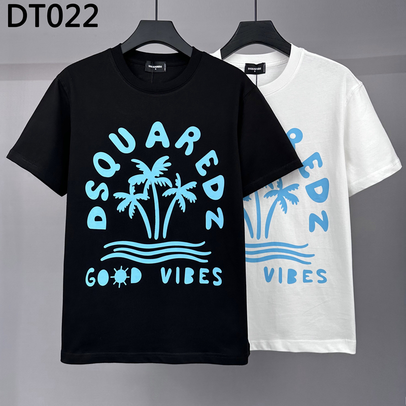 DT022微阔宽松新款D2字母印花春夏短袖T恤男装上衣圆领男T恤打底