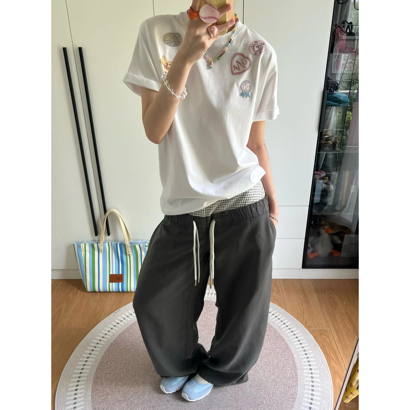 美式复古双腰头拼接阔腿裤女夏新款设计感宽松直筒薄款亚麻休闲裤