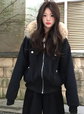 0123Start 毛领座山雕夹克棉服男女宽松美式cleanfit工装外套加绒