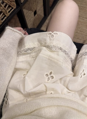 镂空蕾丝拼接阔腿短裤女夏2025新款温柔减龄高腰显瘦百搭休闲裤子