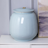 景德镇陶瓷米缸米桶储水罐15斤20斤25斤50斤厨房家用油缸密封蓝色