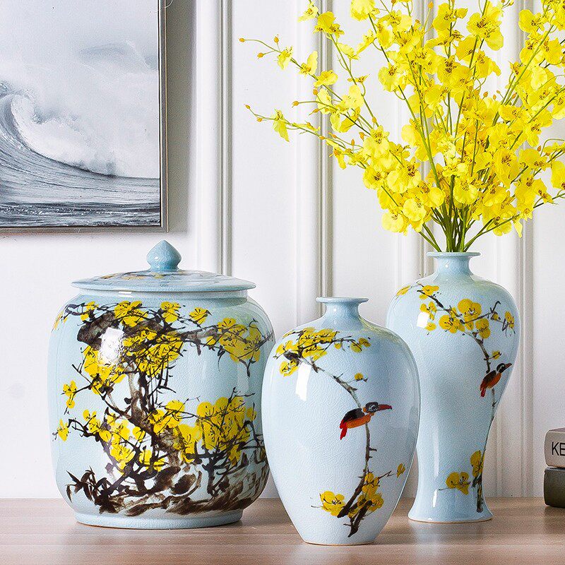 景德镇创意现代新中式陶瓷花瓶储物罐酒客厅柜玄关家居装饰品摆件