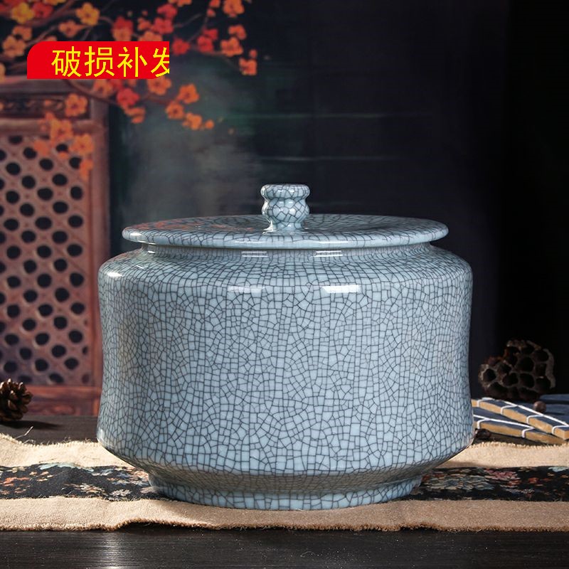 青瓷陶瓷茶叶罐大号2-3斤装普洱茶花草茶叶罐密封罐全手工存茶罐图片