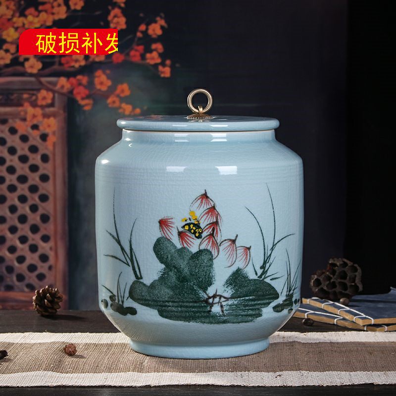 景德镇陶瓷米桶米缸储米箱5kg10kg带盖密封储物罐家用茶叶罐