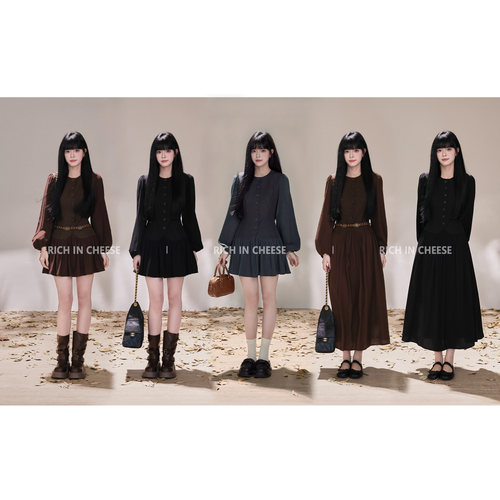 简约排扣西装料设计收腰连衣裙