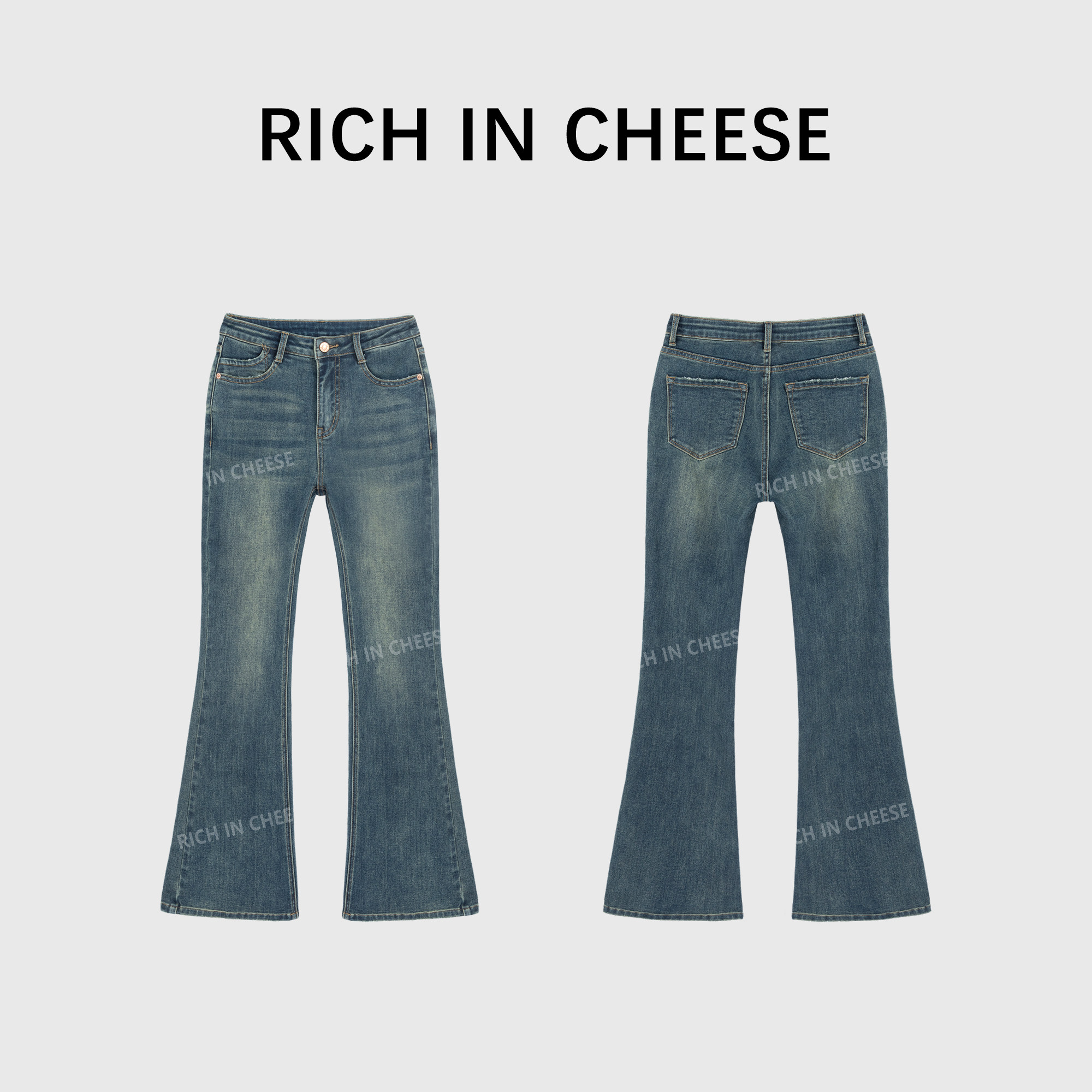 RICHINCHEESE 长期主义  简约气质显瘦复古水洗设计微喇牛仔裤女,女装/女士精品,牛仔裤,淘宝优惠券,粉丝福利购,淘宝优惠卷