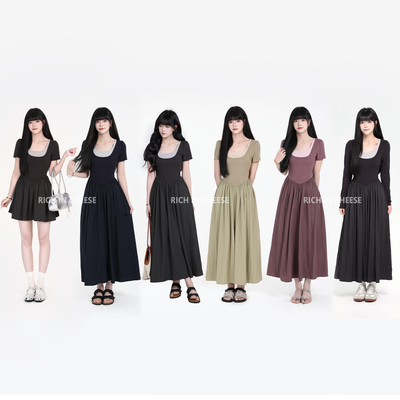 撞色设计感针织连衣裙女夏季薄款