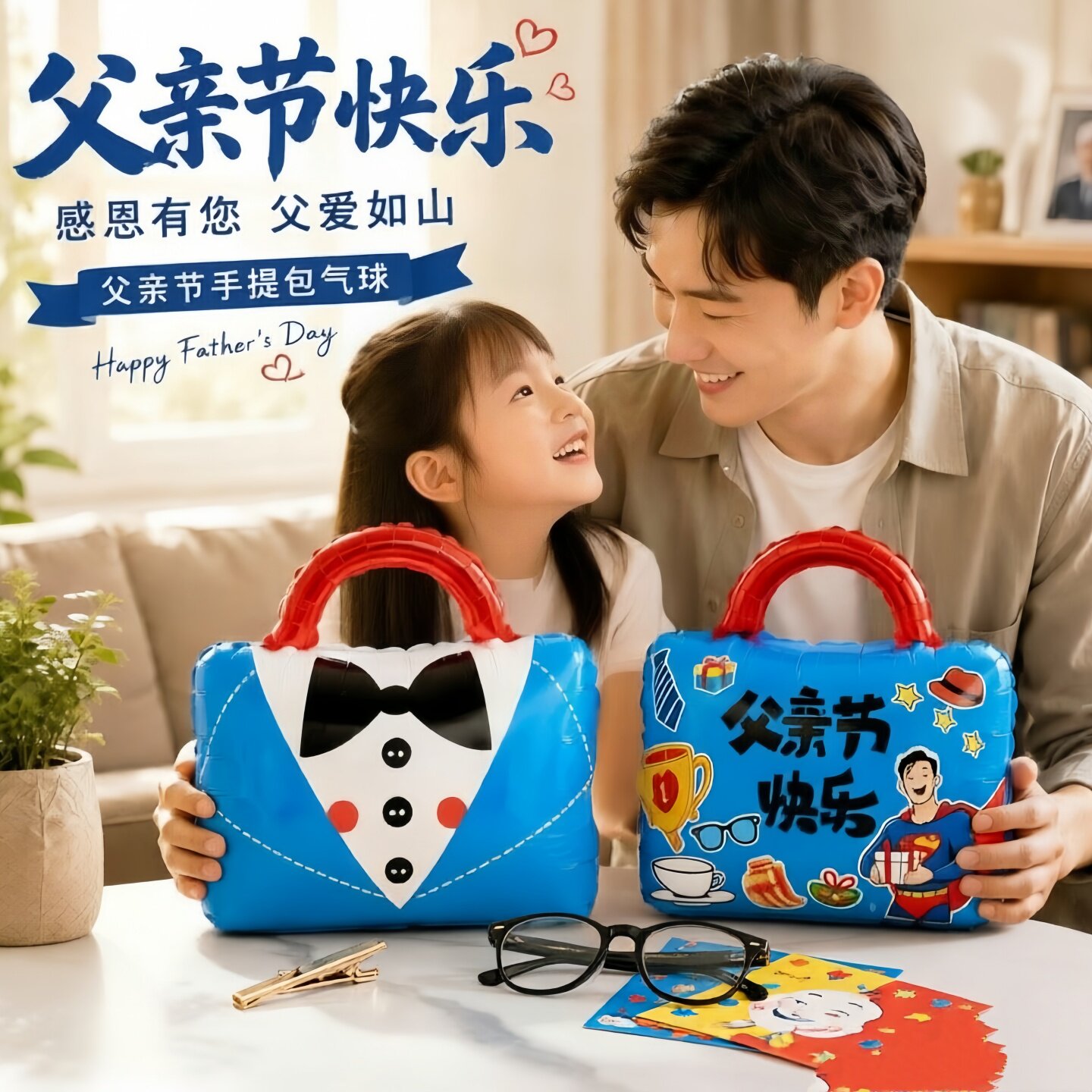 父亲节手提包气球礼物幼儿园小朋友送给爸爸的小礼品超人气球
