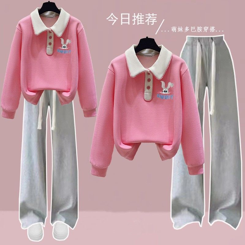 学院风一套POLO领小众卫衣百搭女