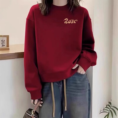 红色重磅卫衣女士2025蛇年本命年