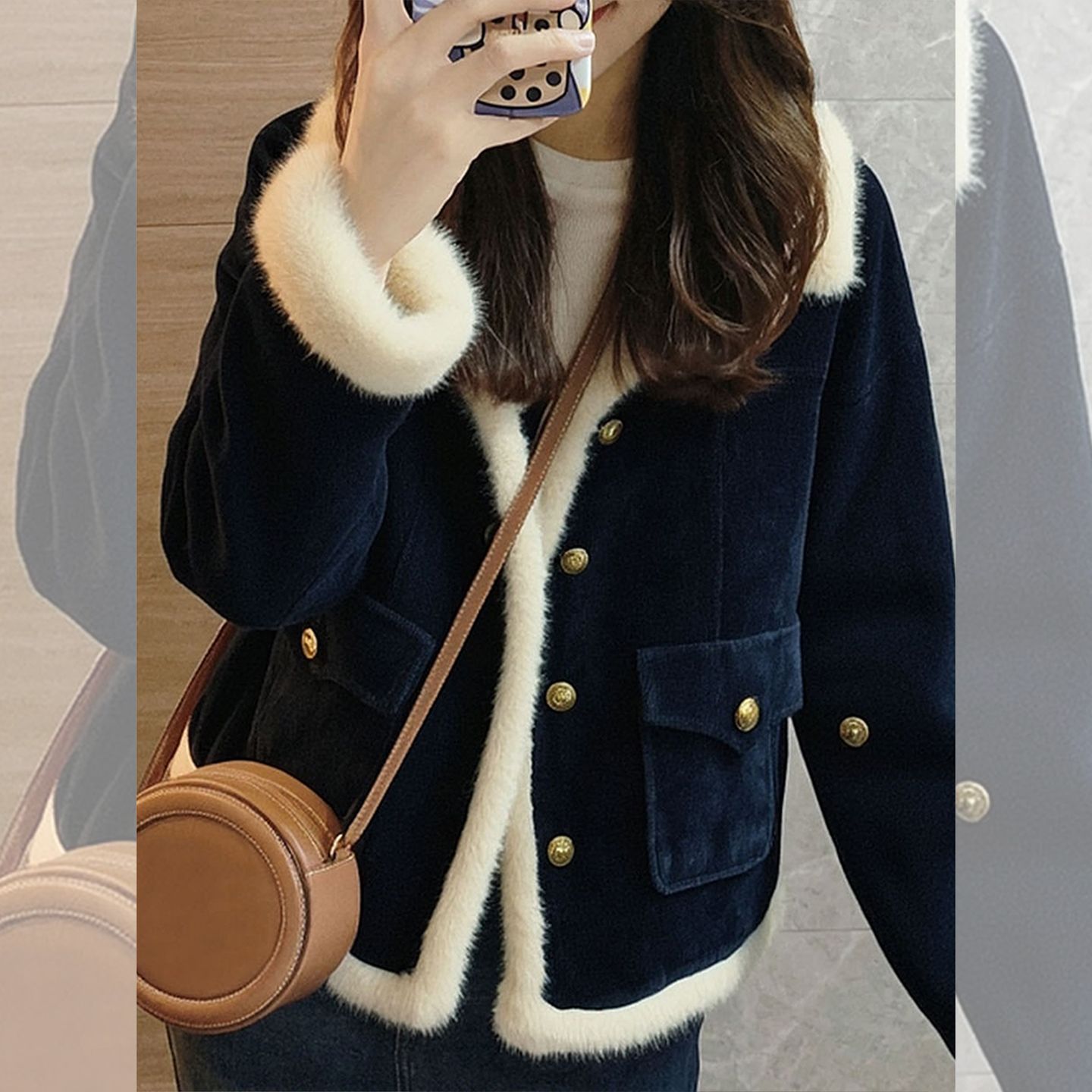 羊羔绒拼接新秋冬加厚保暖棉服