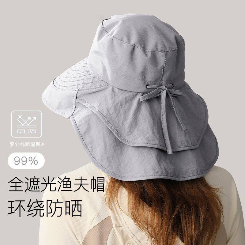 夏季大檐防晒护颈渔夫帽女士遮阳