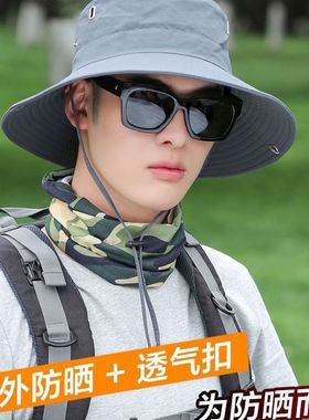 西部牛仔登山帽渔夫帽爬山沙漠防晒帽女户外太阳男遮阳大帽檐帽子