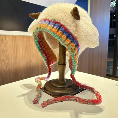 可爱小羊耳朵毛绒帽秋冬保暖亲子