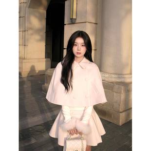 巨好看冬装一整套装裙女富家千金小香风斗篷外套内搭半身裙三件套