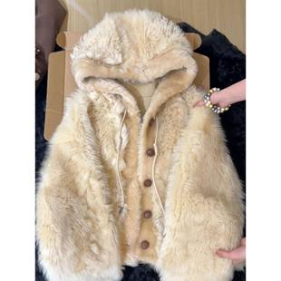 胖mm特大码 加绒加厚单排扣连帽棉衣 可爱风毛绒棉服外套女秋冬新款