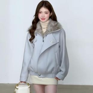 独特漂亮巨好看夹棉加厚冬装外套女2025新款翻毛领设计感夹克上衣