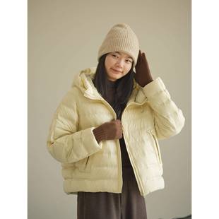 短款 白鸭绒 面包服保暖外套 冬款 90绒子 女装 女士连帽轻薄羽绒服