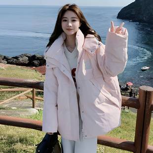300斤大码 粉色加厚保暖棉服外套女胖mm韩系百搭宽松显瘦棉衣 女装