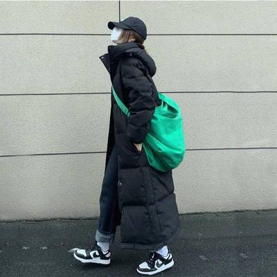 学生艺考超长款羽绒服女2023冬季白鸭绒高个子过膝中戏外套