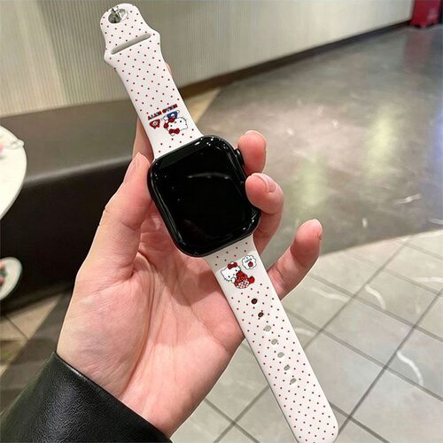 草莓kt猫适用苹果手表表带iwatchsS11/10/9硅胶AppleUltra3白SE