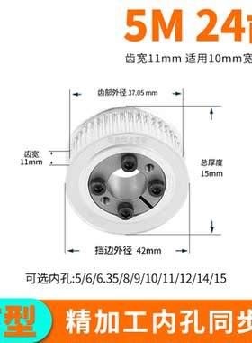 免键同步轮5M24齿AF齿宽11内孔5 6 8 1012胀紧套同步带轮定做套装