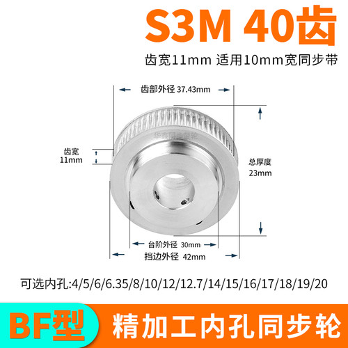 现货同步轮S3M40齿B齿宽11总厚23