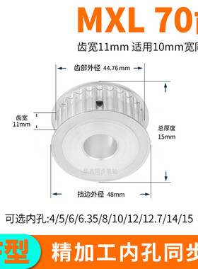 同步轮MXL70齿A齿宽7内孔5/6/6.35/8/10/12同步带轮MXL60套装定做