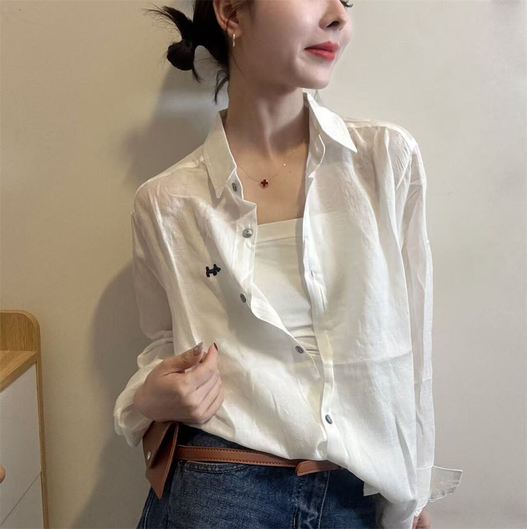 刺绣休闲风翻领麻料衬衫女2026春季新款长袖宽松百搭通勤穿搭上衣