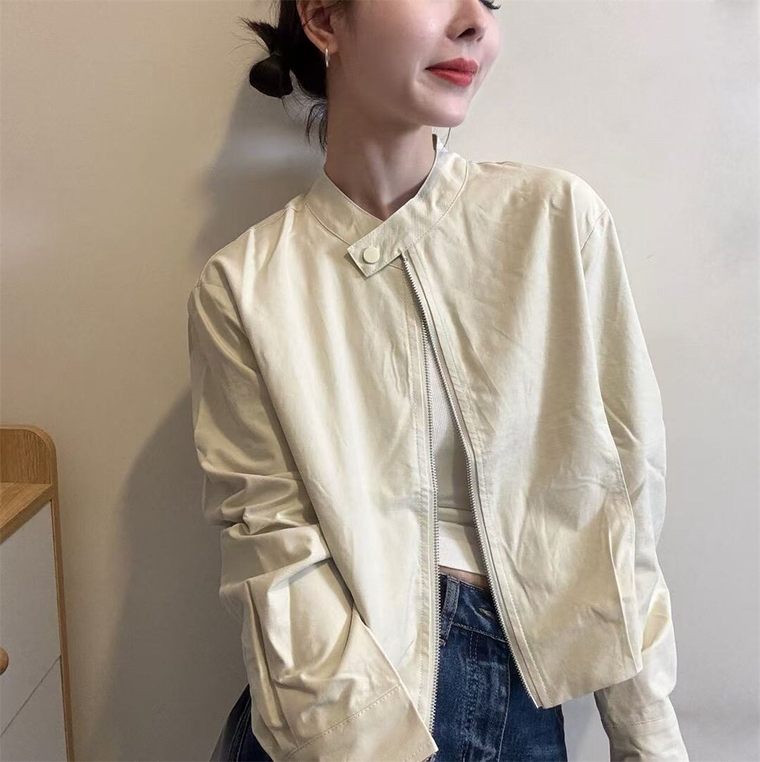 时尚立领拉链短外套女2026春季新款百搭休闲显瘦小个子夹克上衣
