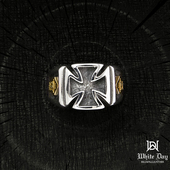 现货 BWL正品 美码 Beams铁十字戒指银饰 18K金B皇冠纯银