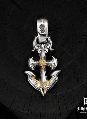 鎏金金八芒星大号船锚吊坠