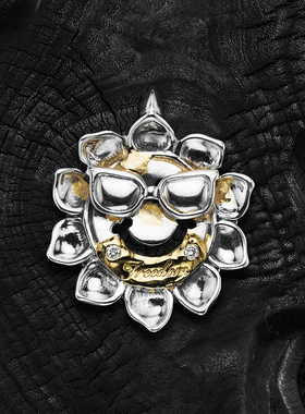 【预】美国殿堂级银饰BWL 定制太阳花笑脸吊坠 欧美银饰C389/C