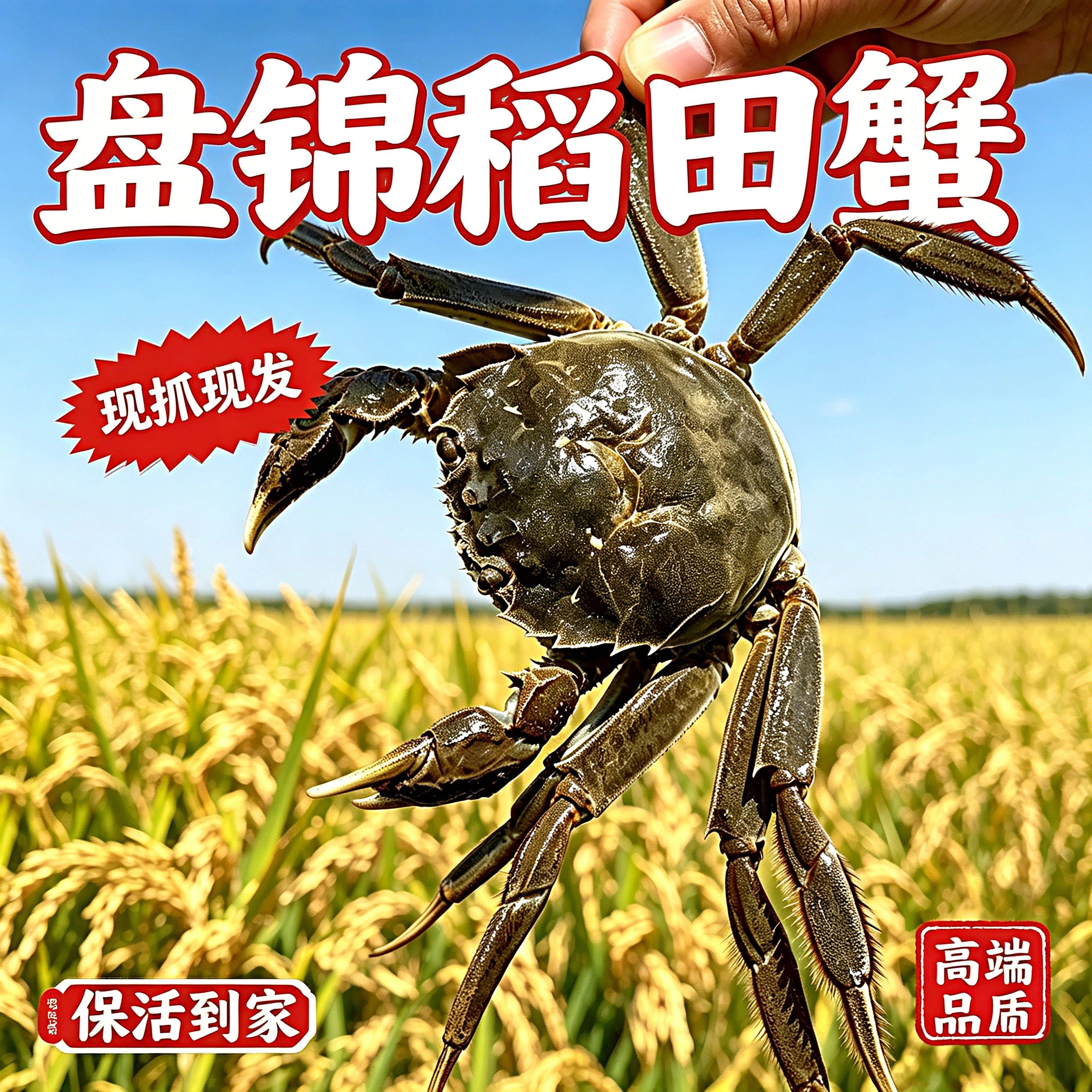 盘锦稻田河蟹3两大母蟹现抓河蟹