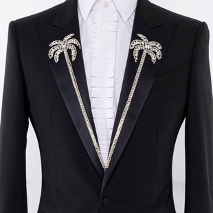 高端量体定制手工订钻椰子树图案男士 套装